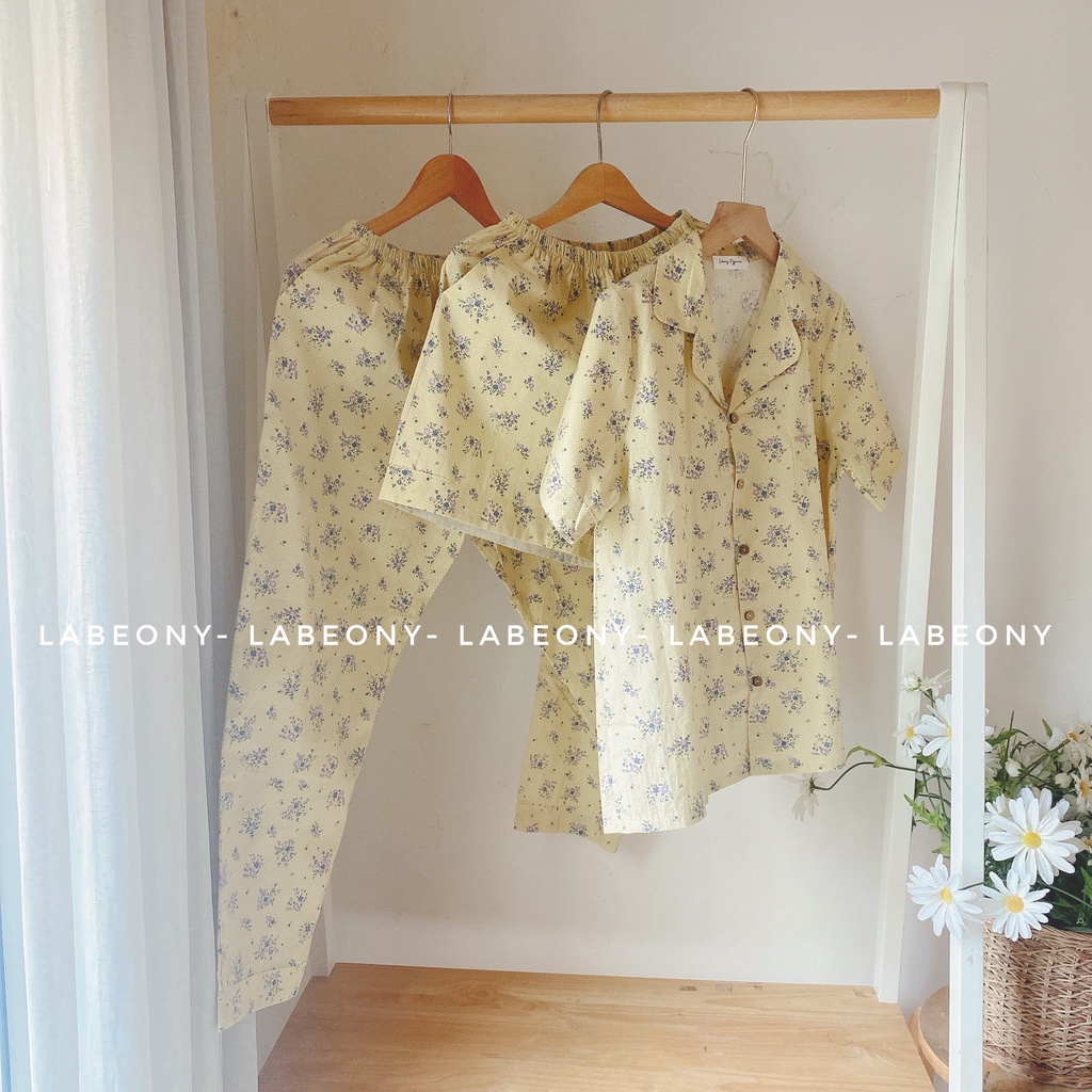 Pyjama thô Cotton-bộ mặc nhà mềm mát Labeony