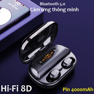 Tai nghe Bluetooth CẢM ỨNG Amoi V12 Âm thanh vòm 8D, chống nước IPX7, Dock Pin 4.000mAh