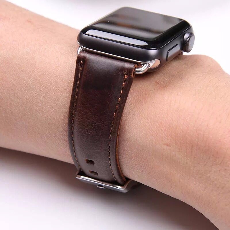 Dây đeo đồng hồ bằng da ngựa thay thế cao cấp thích hợp cho Apple Watch dòng 6/Se/5/4/3/2/1 Iwatch 38mm 42mm 40mm 44mm