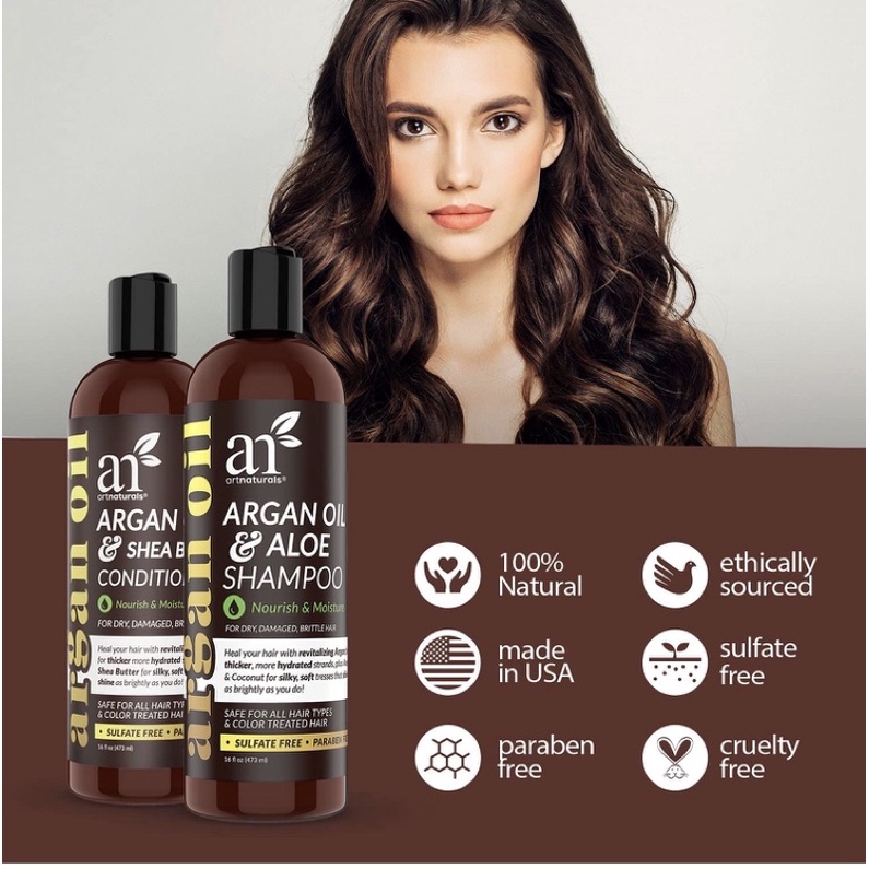 Bộ dầu gội + xả artnaturals Moroccan Argan Oil Shampoo and Conditioner 473ml/chai
