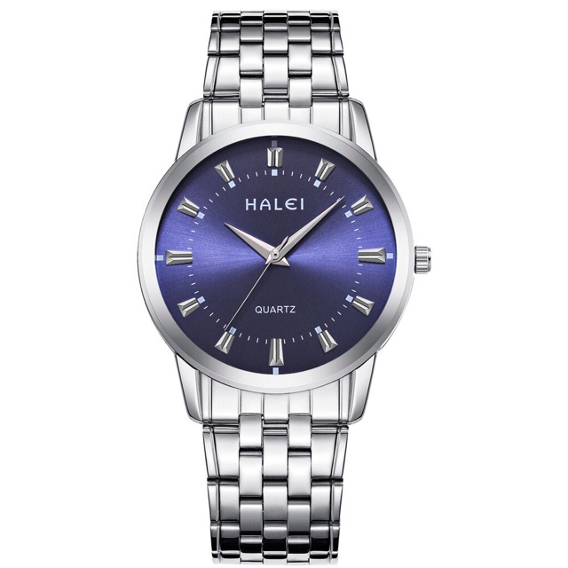 Đồng hồ nam halei dây inox cực bền chống nước tặng pin
