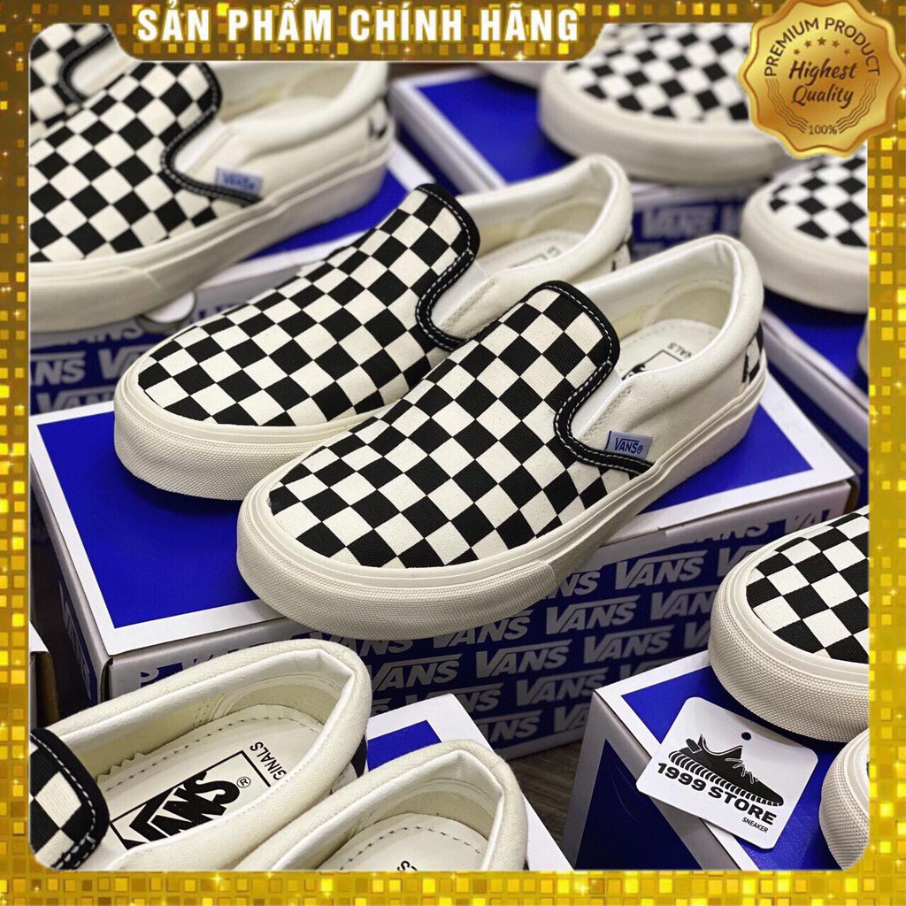 [Free ship-Hàng zep ]  Giày thể thao lười slip on van vault caro hàng zep