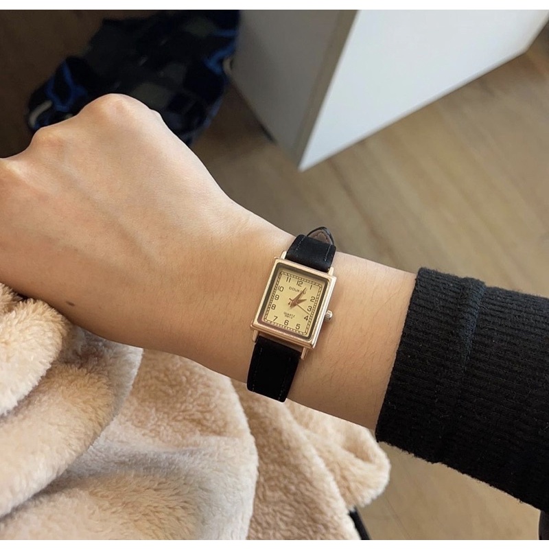 Đồng hồ thời trang nữ Gaiety chất dây da nhung cực đẹp, mặt chữ nhật, chống trày xước tốt DHG1 LOUSMORE | BigBuy360 - bigbuy360.vn