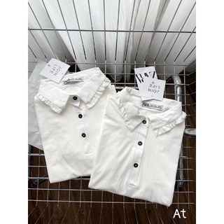 Áo phông cổ đức viền bèo, chất cotton mát mẻ, dáng basic