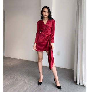 EDINI - D1213 Đầm vắt tà tay dài
