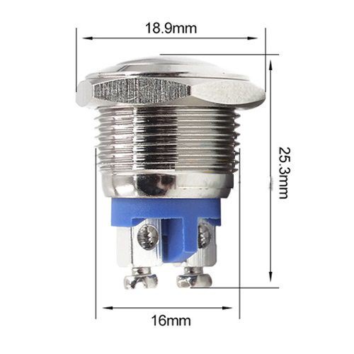 Nút nhấn nhả vỏ kim loại phi 12mm,16mm chống thấm nước