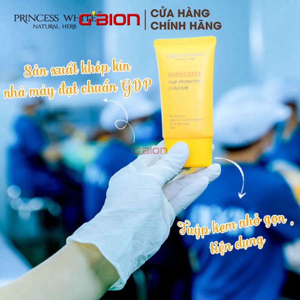 Kem Chống Nắng Princess White Sunscreen SPF50 PA+++ HerSkin 60ml Ngăn Tia UV Chính Hãng, NPP GBION