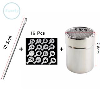 Bộ dụng cụ tạo hình cà phê latte gồm khuôn tạo hình bột cà phê và kim vẽ bằng thép không gỉ
