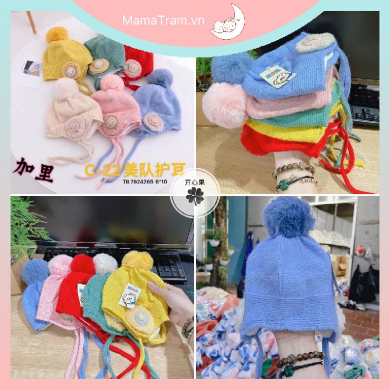 Nón Len Phi Công Siêu Ấm Che Tai + Có Dây Cột Cổ Cho Bé