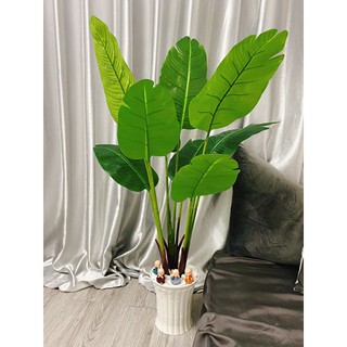 Cây chuối cao 1m2- Cây cảnh giả trang trí nhà cửa - Tặng kèm chậu