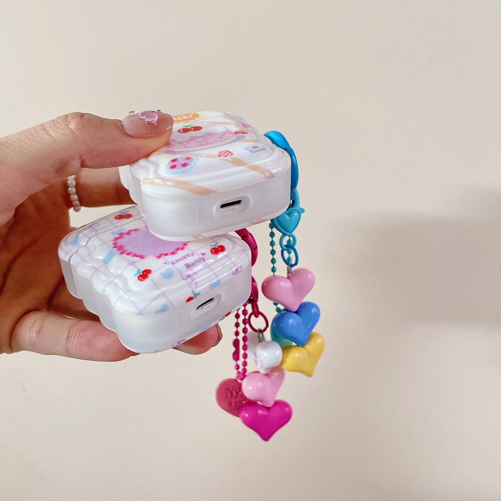 Vỏ Bảo Vệ Hộp Sạc Tai Nghe Bluetooth Không Dây AirPods Pro 1 / 2 3 2021 gen3 imd Bằng Silicon tpu Mềm Hình Bánh Kem Trái Tim Dễ Thương