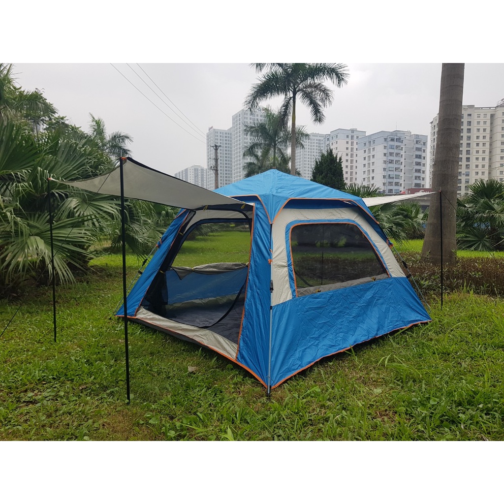 Lều tự bung 4-6 người 4 cửa to thoáng, có mái hiên tăng diện tích, chống mưa nắng, chống tia cực tím và công trùng | BigBuy360 - bigbuy360.vn