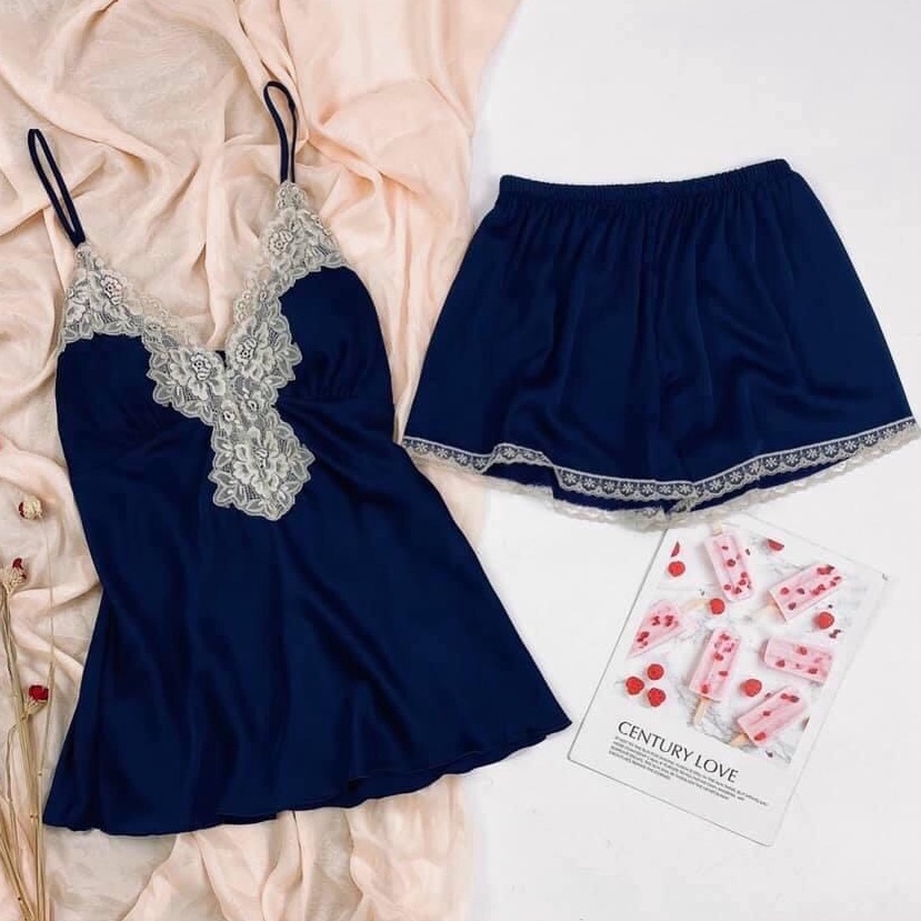 Đồ ngủ 2 dây phối ren có mút ngực gợi cảm mặc nhà chất lụa satin mềm mại thoáng mát Freesize - CN012 CINY | BigBuy360 - bigbuy360.vn