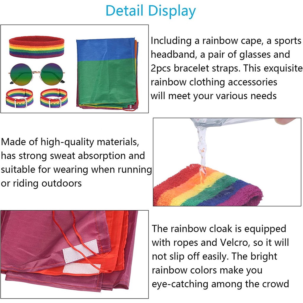 Set 5 Băng Đô Cầu Vồng LGBT Cho Lễ Hội Gay Parade JP5