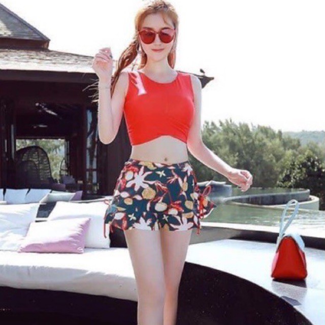 Bikibi - Bộ bơi dáng váy 3 chi tiết siêu hot, kiểu dáng bikini thời trang bắt mắt hút ánh nhìn