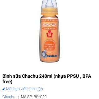Dqt1913 - com bo bình sữa chuchu baby ppsu 240ml