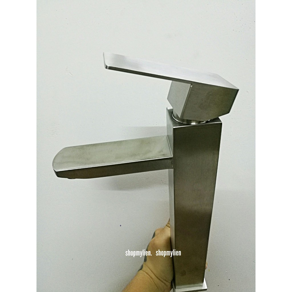 VÒI LAVABO NÓNG LẠNH INOX 304 CAO CẤP MẪU VUÔNG 30CM