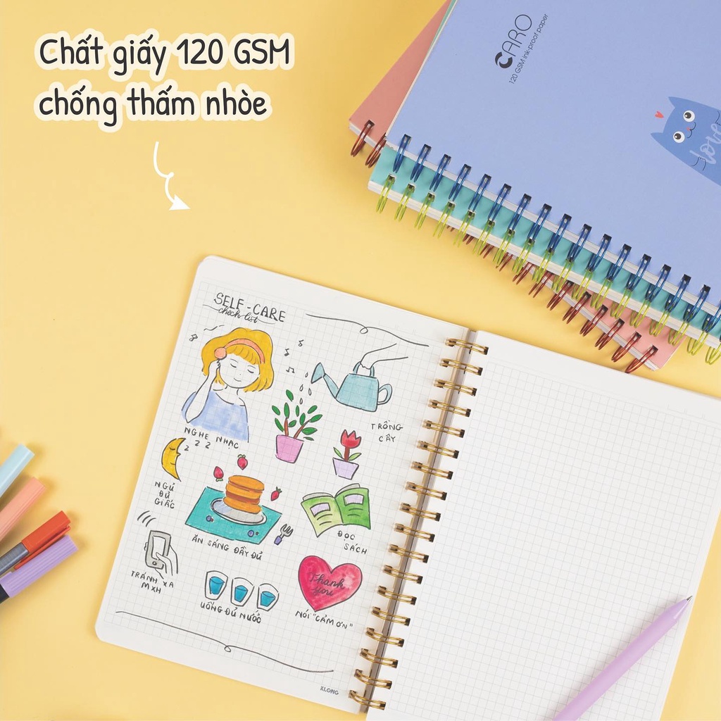 Sổ caro Klong viết thư pháp calligraphy bulletjournal giấy dày xịn hàng chính hãng