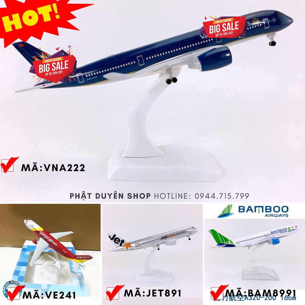 Máy bay Vietjet Air mô hình loại 20cm