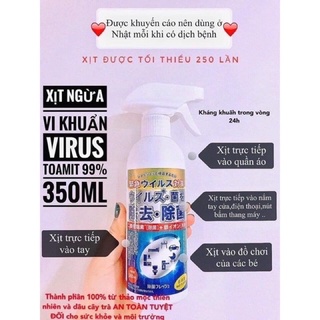 Chai xịt diệt khuẩn toamit của nhật bản 350ml an toàn và hiệu quả