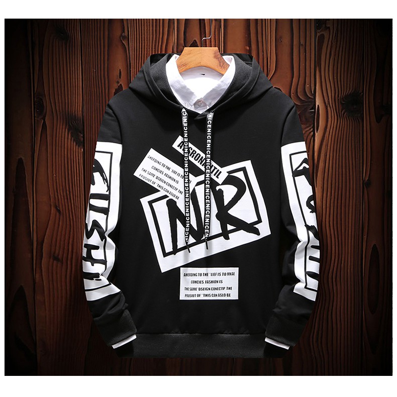 Áo khoác Hoodie Nam Nữ phối chữ NR phong cách Hàn Quốc New Ten05 | BigBuy360 - bigbuy360.vn