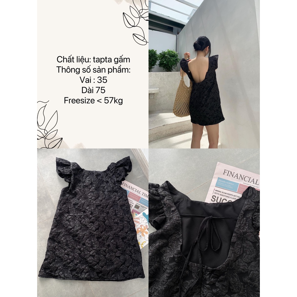 ĐẦM ĐEN HỞ LƯNG TAY BƯỚM XINH XẮN - NILOSS DRESS