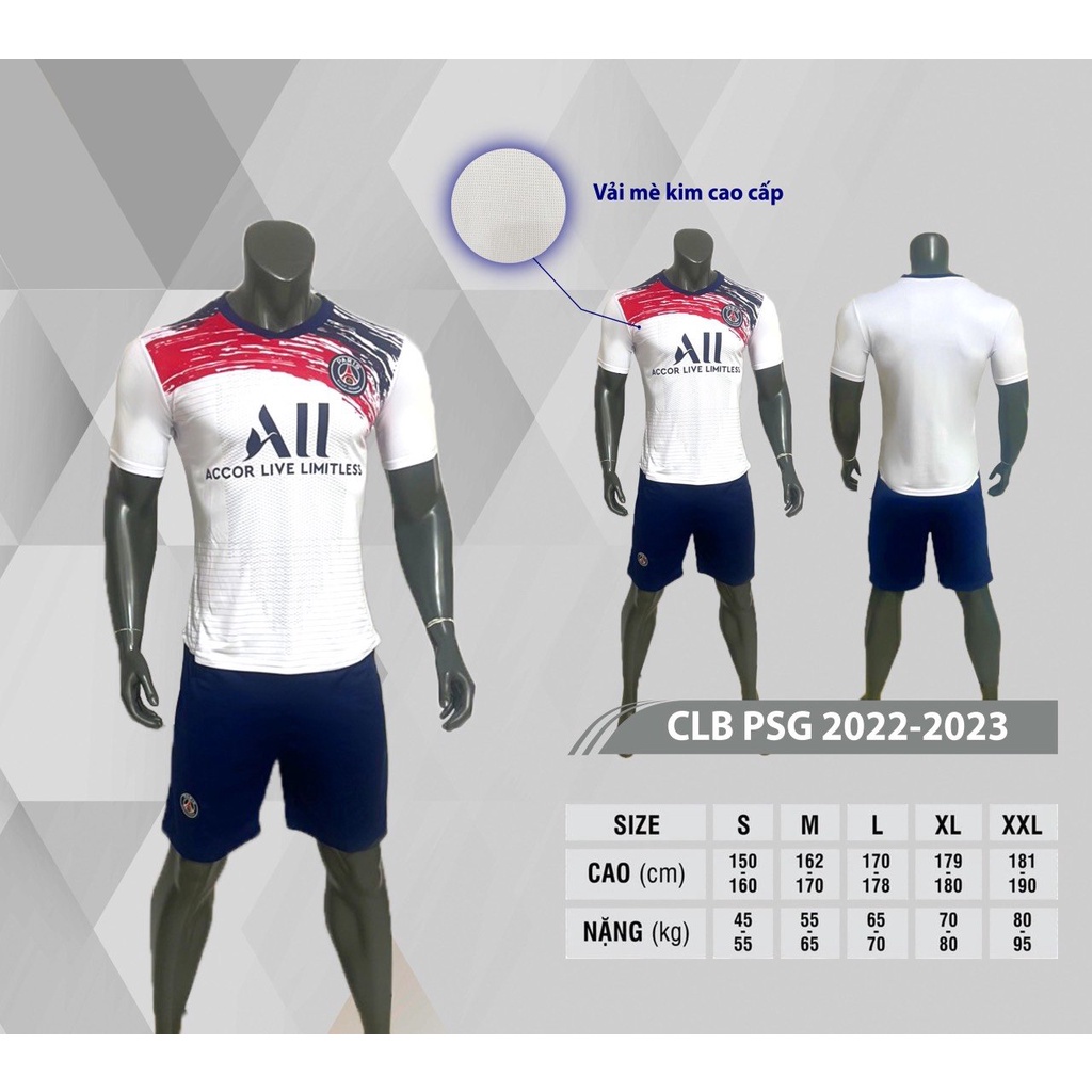 Bộ Quần Áo Đá Banh CLB  PSG PARIS TRẮNG