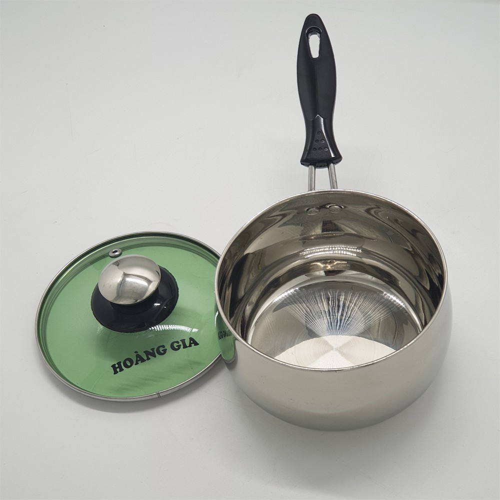 Nồi quánh bột, quấy bột trẻ em  Hoàng gia  Inox 2 đáy nấu bếp từ Cỡ 12cm,14cm sản xuất việt nam