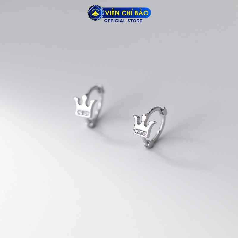 Bông tai bạc nữ hình vương miện kim cương chất liệu bạc 925 thời trang phụ kiện trang sức nữ Viễn Chí Bảo B400569