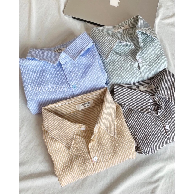 Áo Sơ Mi Cộc Tay Kẻ Nhỏ Basic Nhiều màu