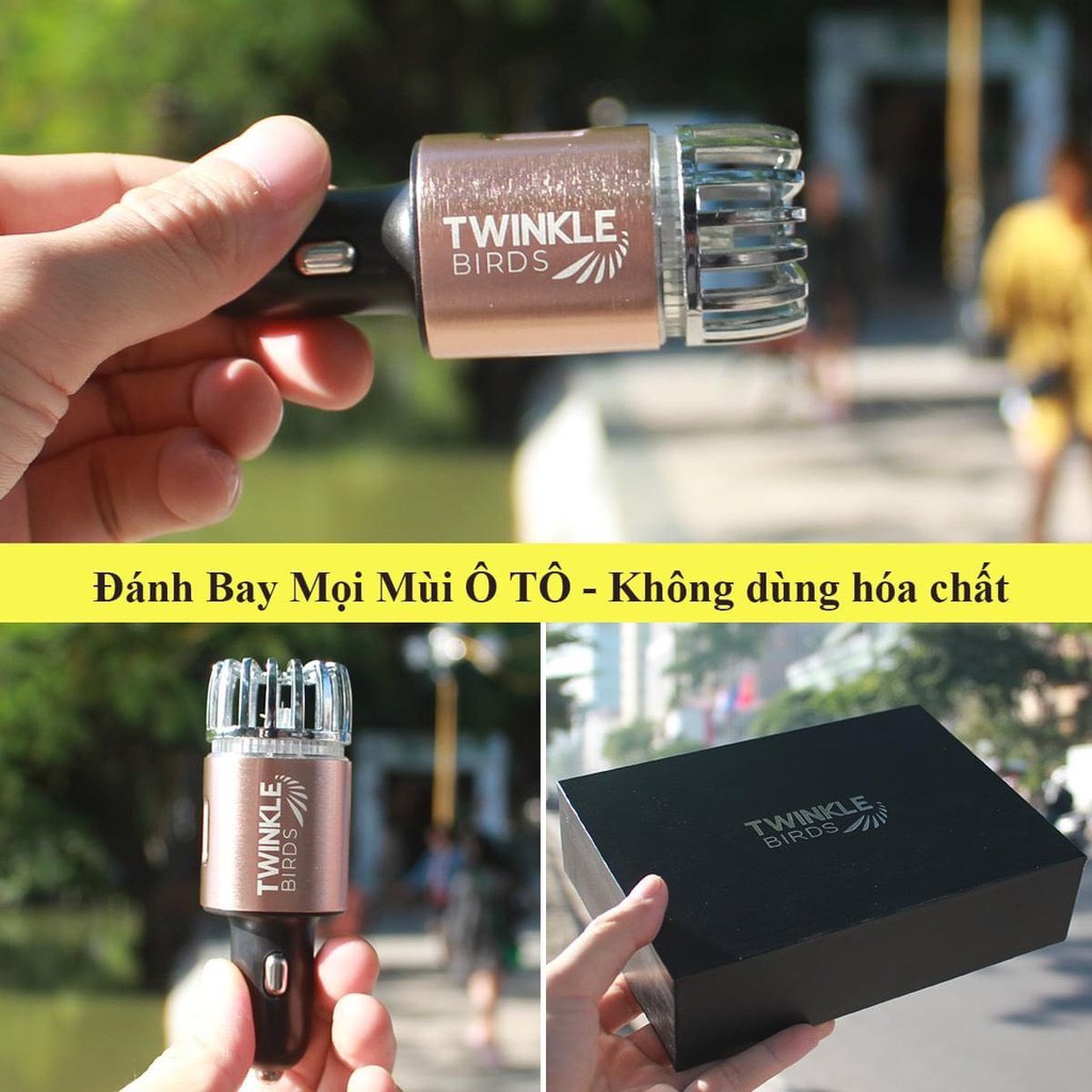 Máy làm sạch không khí bằng i-on âm tích hợp 2 cổng sạc USB - Twinkle Birds