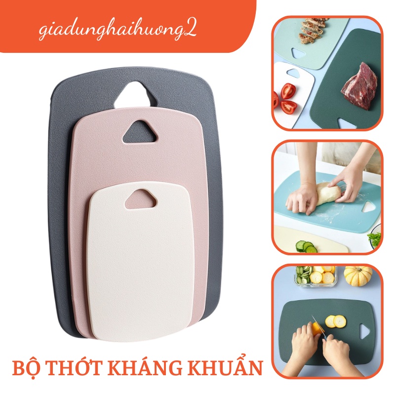 Bộ 3 thớt đa chức năng nhiều kích thước sử dụng trong nhà bếp gọn gàng vệ sinh an toàn dễ vệ sinh