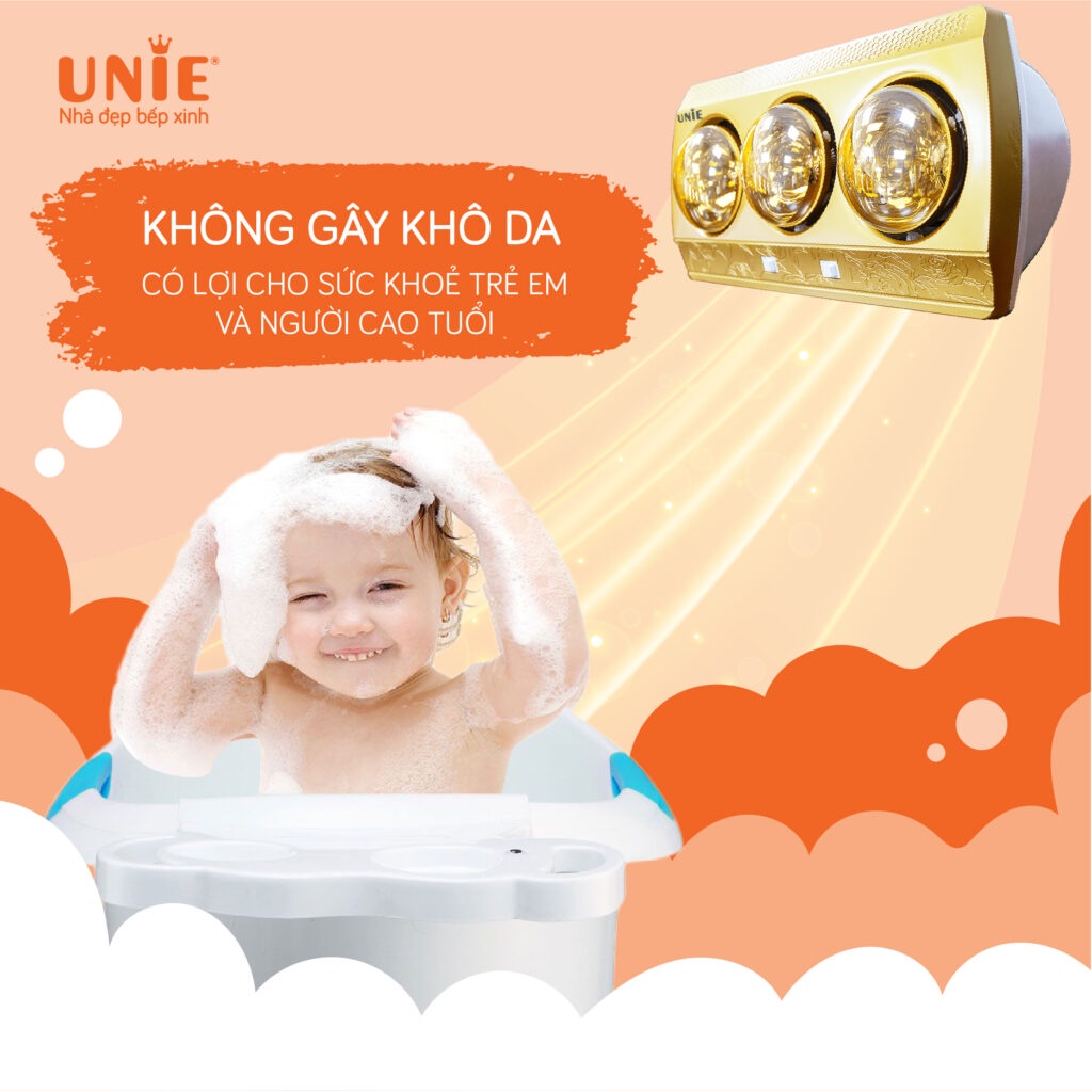 [Mã ELHA22 giảm 5% đơn 300K] Đèn sưởi nhà tắm 3 bóng UNIE UE-123