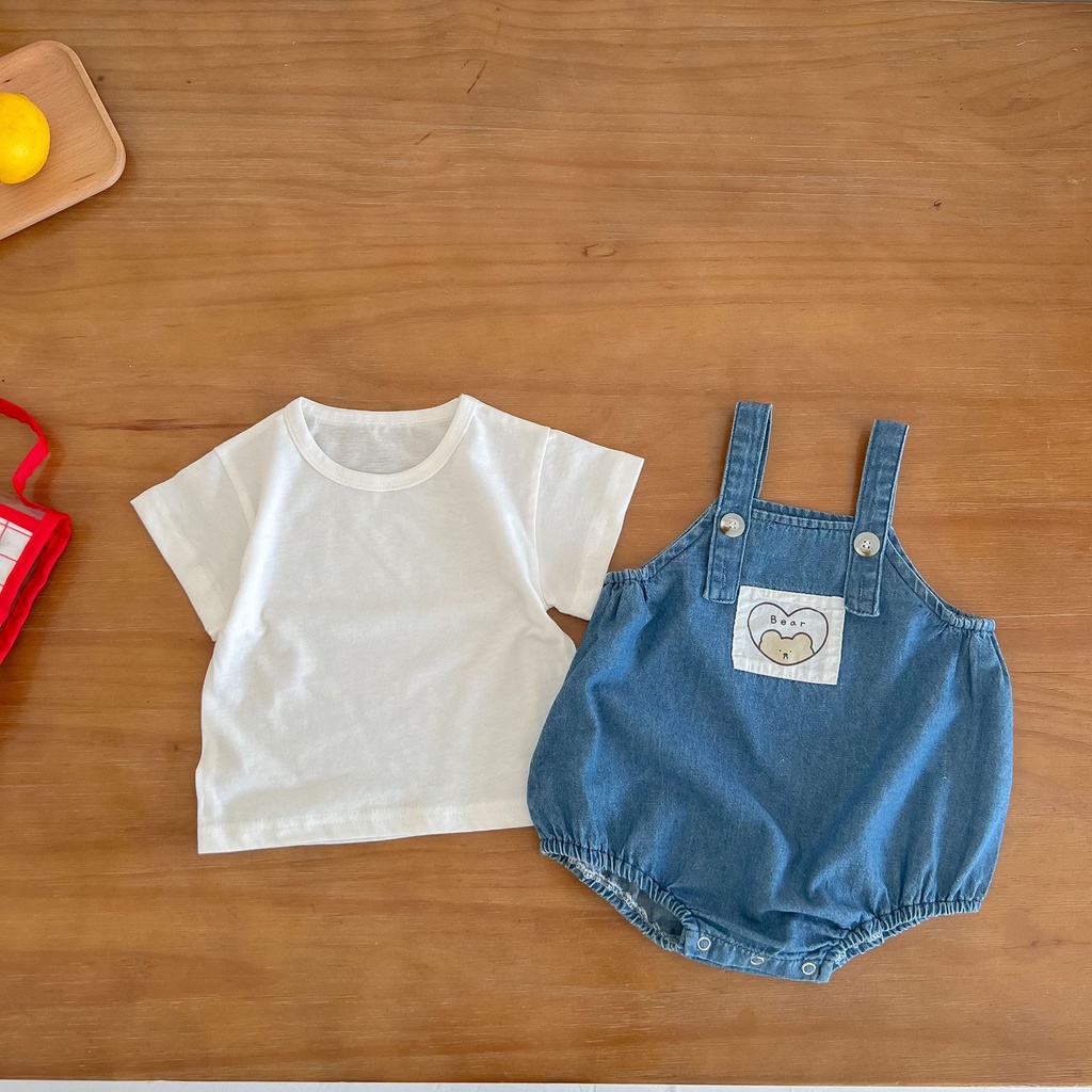 Bộ Áo Liền Quần Hai Dây Bằng Denim Họa Tiết Chấm Bi Phong Cách Châu Âu Thời Trang Mùa Hè Mới Cho Bé Sơ Sinh 2022