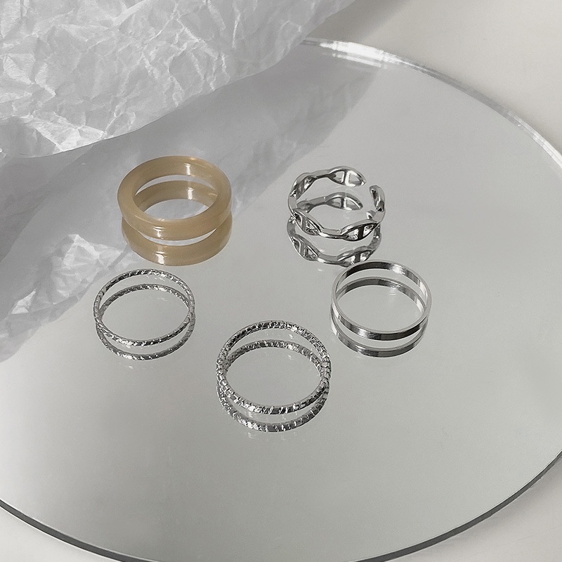 Set 5 nhẫn hợp kim phong cách đơn giản thời trang dành cho nữ