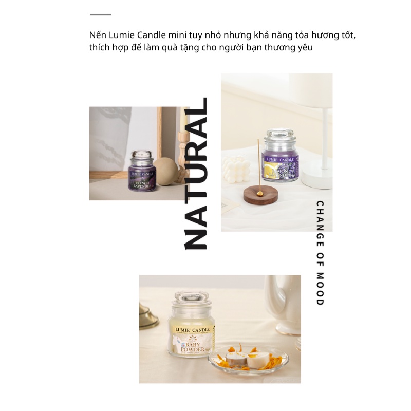 Nến Thơm Cao Cấp Hàn Quốc LUMIE CANDLE Small Jar size S 70g - 12 Mùi Hương
