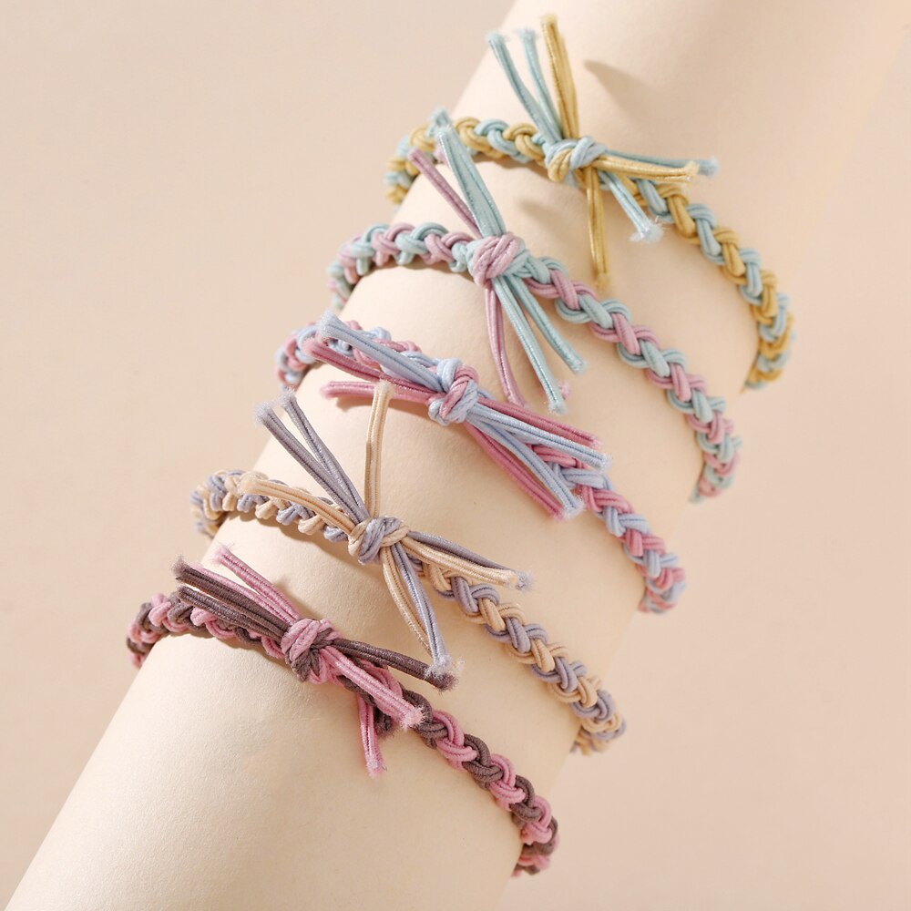 Dây cột tóc cao su bện sợi thủ công đơn giản đáng yêu cho nữ