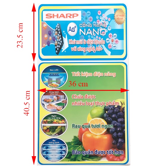 Miếng dán tủ lạnh Sharp [IN ĐẸP, SẮC NÉT] tem dán tủ lạnh Sharp