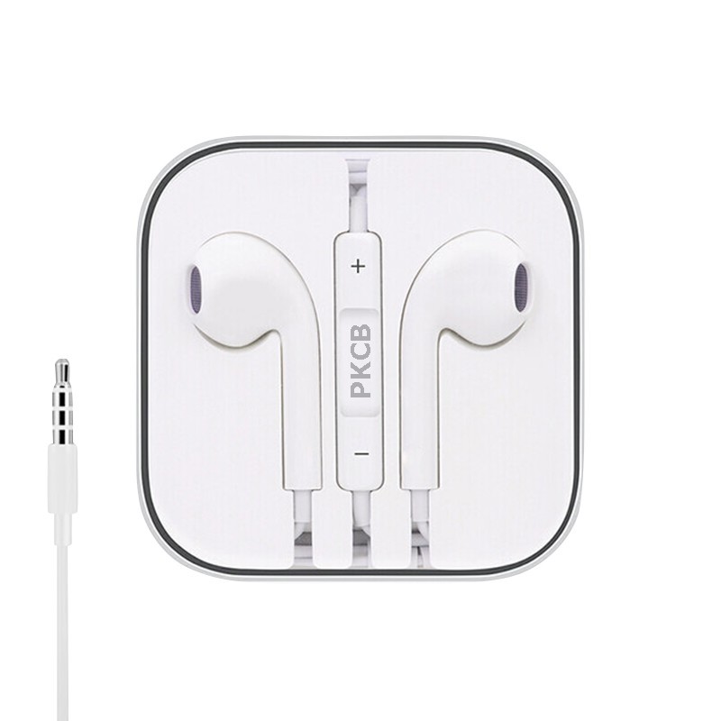 Tai nghe có dây Basic chân tròn Jack 3.5mm tích hợp Mic và nút chỉnh Volume cho iOS & Android màu Trắng PKCB31