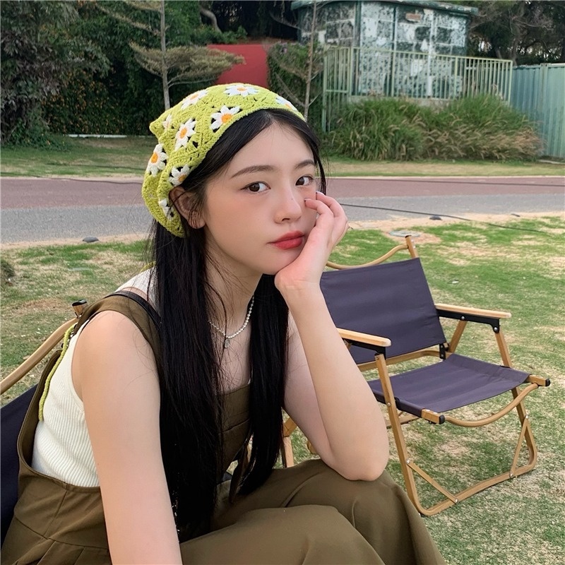 Băng Đô Dệt Kim Hình Tam Giác Họa Tiết Hoa Cúc Cho Nữ