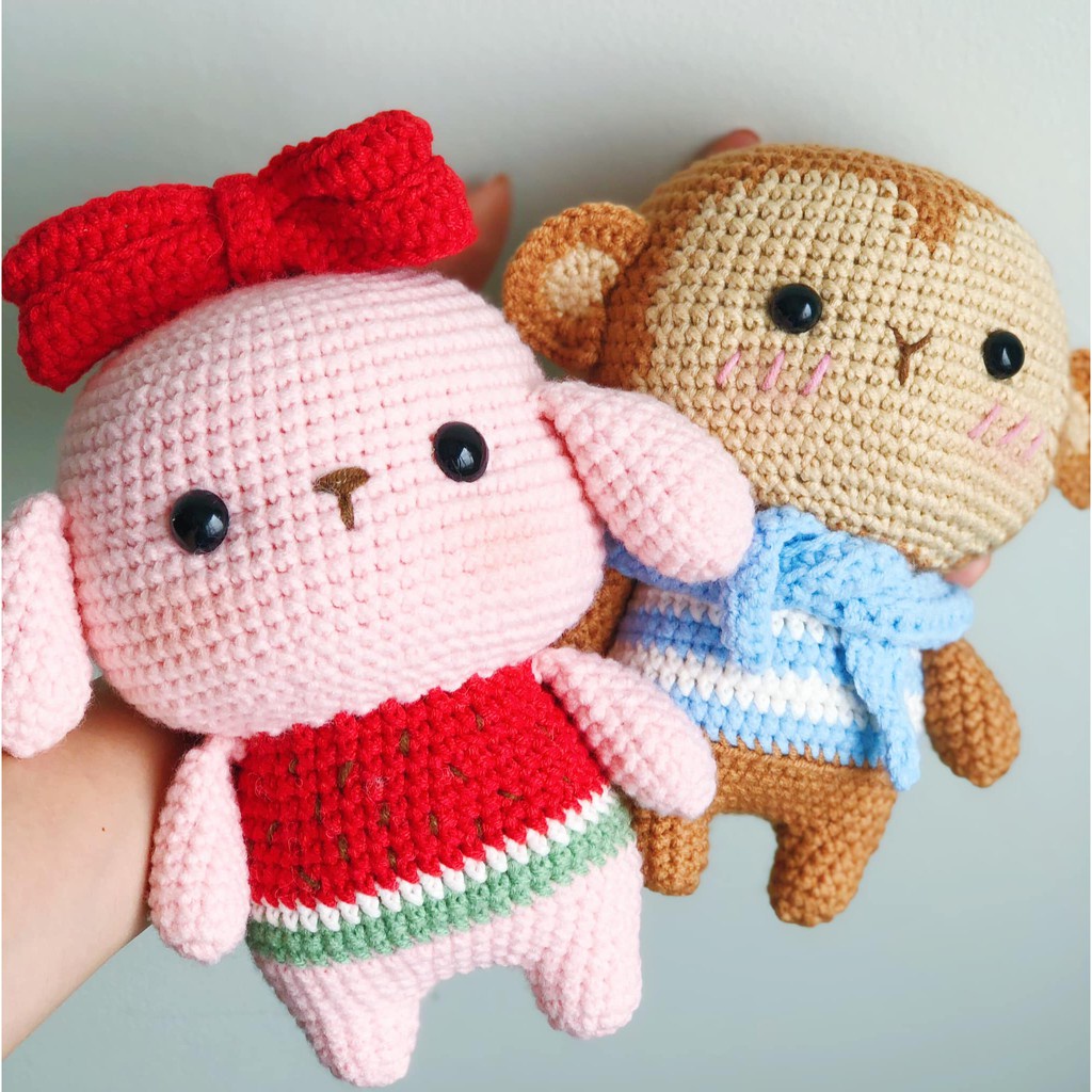 [FREESHIP + HANDMADE 100%] Thú bông móc len Lợn đeo nơ PEPPA cao cấp Coco Kids, đồ chơi thú bông len cao cấp và an toàn