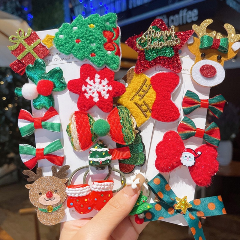 Kẹp Tóc Chống Trượt Nhiều Kiểu Dáng Họa Tiết Giáng Sinh Dễ Thương Cho Bé Gái