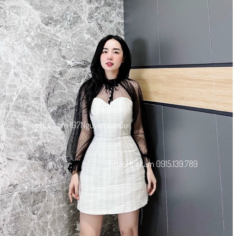 Váy ngắn tay voan thiết kế MQ CLOTHING, đầm dạ dáng ôm cho nữ | BigBuy360 - bigbuy360.vn