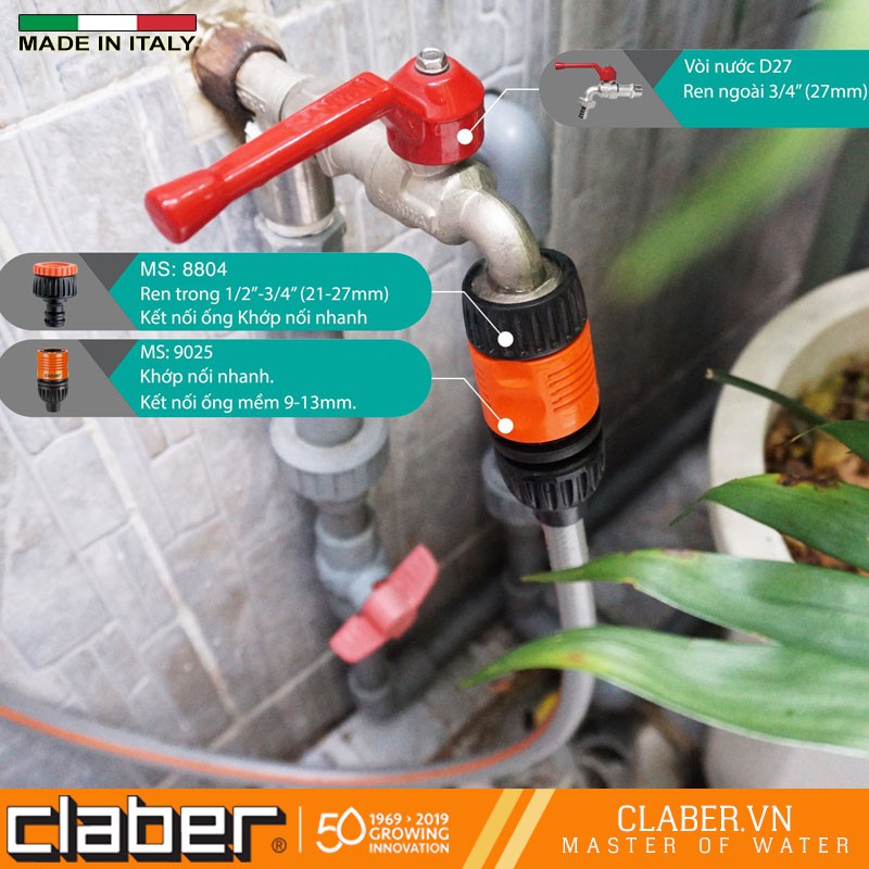 Khớp nối nhanh  ống mềm 9-13mm Claber 9025