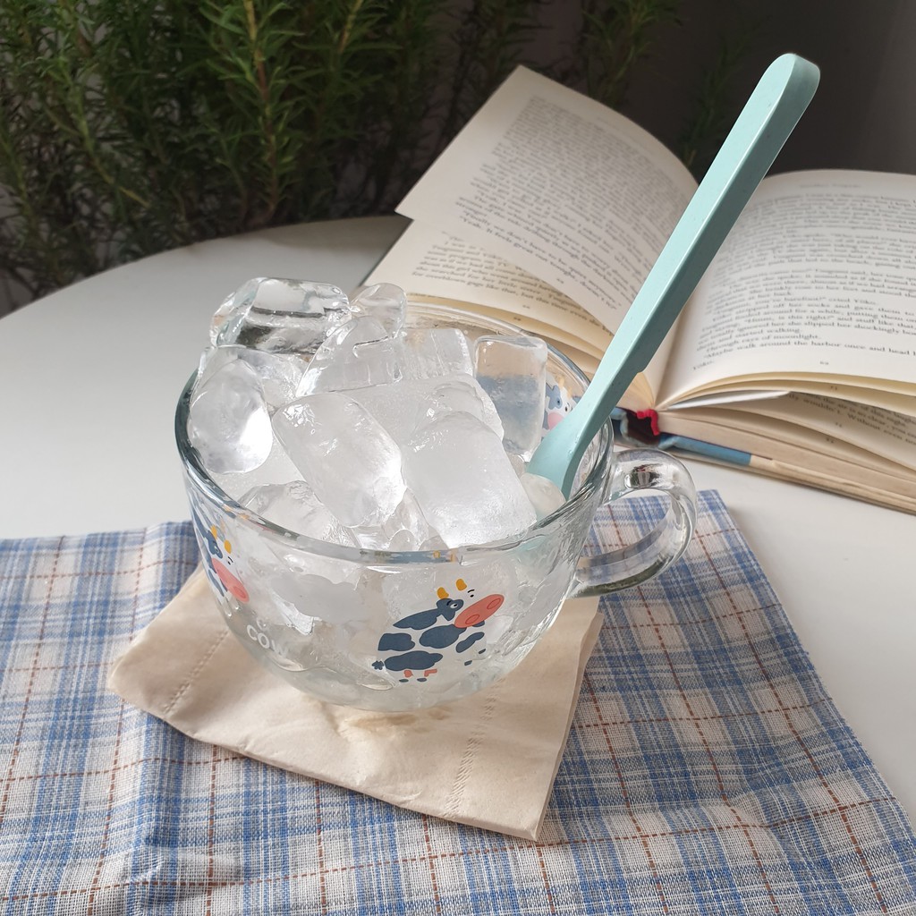 Tách Ly Cốc Thủy Tinh Ăn Sáng Ngũ Cốc Breakfast Cup Hình Bò Sữa (K Kèm Que Khuấy)