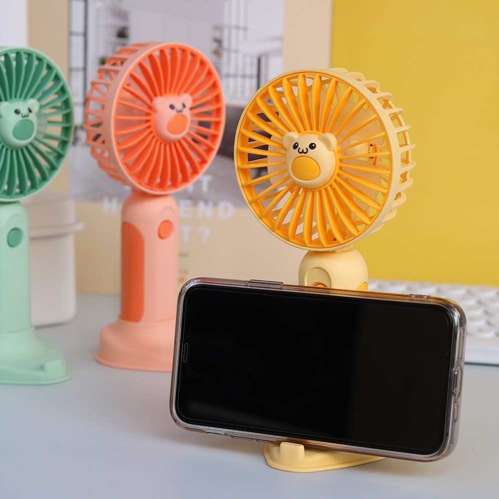 Hàng Mới Về Mới Quạt Mini Cầm Tay Hình Gấu Dễ Thương Có Cổng Sạc USB