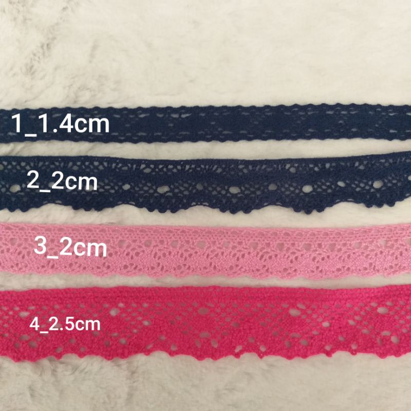 Ren  cotton màu , size 1.4cm đến 3cm (dây 5 mét)