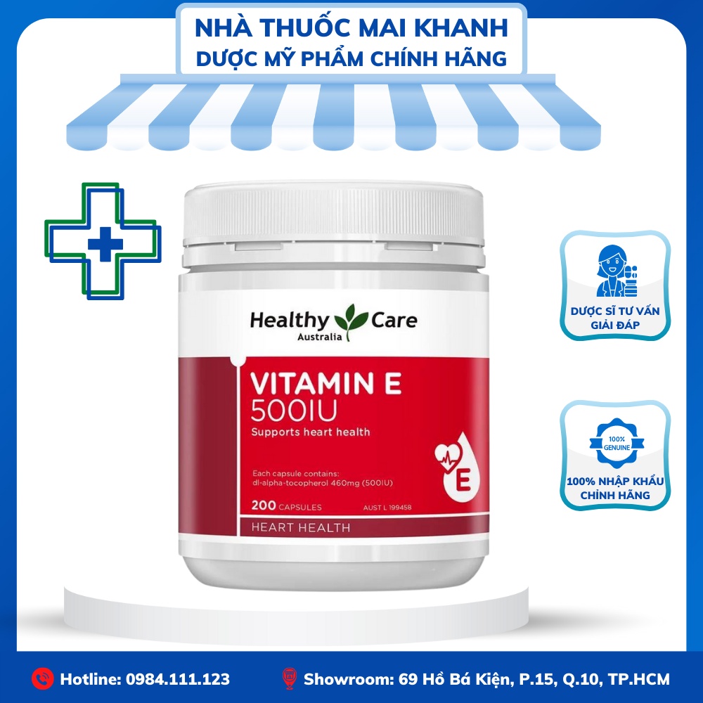 VITAMIN E HEALTHY CARE 500IU 200 viên của Úc