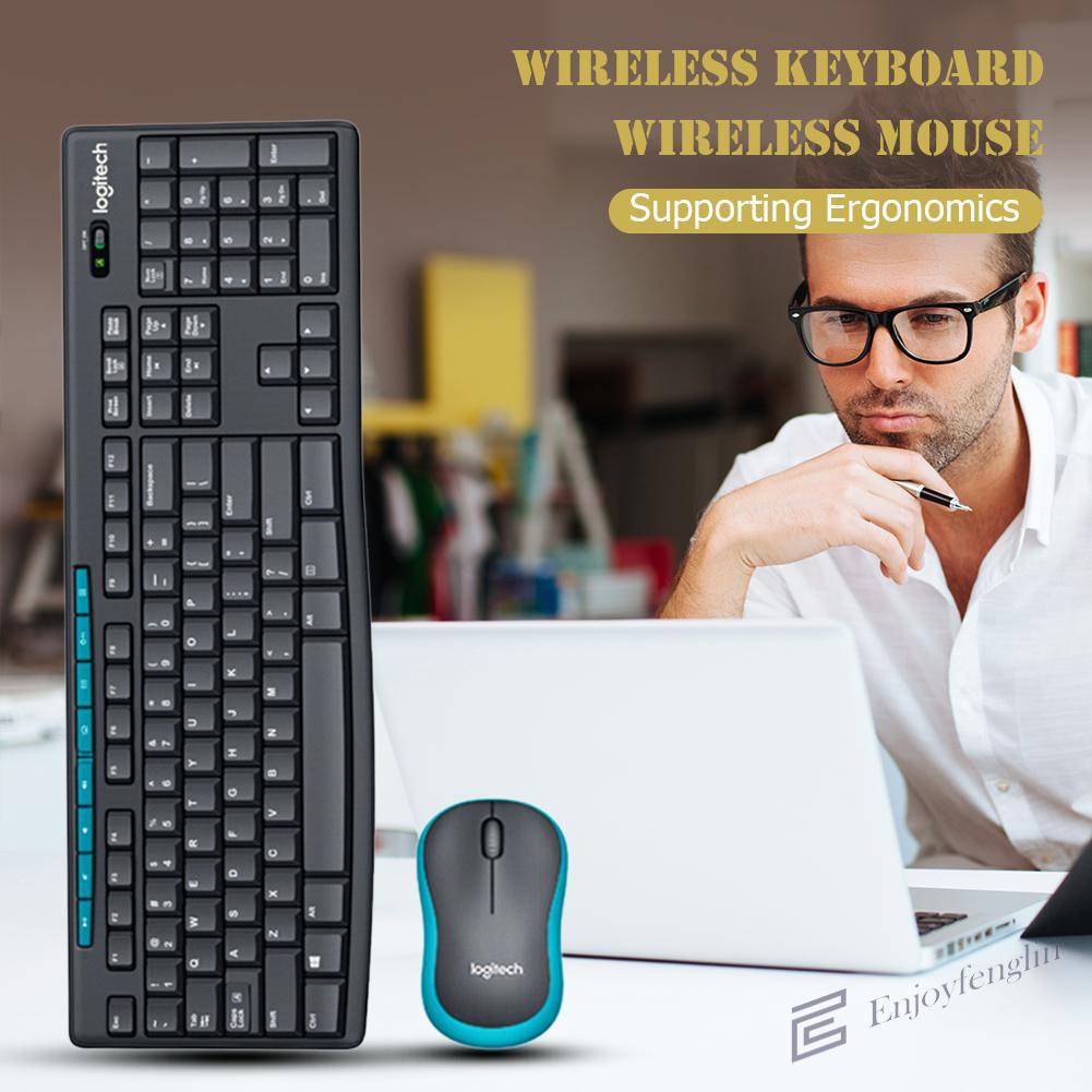 USB Wireless Logitech MK275 Keyboard 1000 DPI Optical Ergonomic Mouse kit