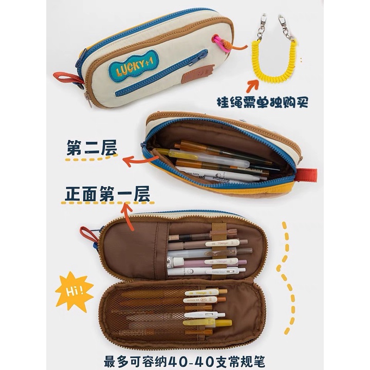 Túi Đựng Bút Hai Ngăn Sức Chứa Lớn Màu Sắc Tương Phản Dành Cho Học Sinh